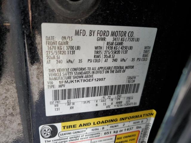 1FMJK1KT9GEF12957 Ford Expedition El Limited