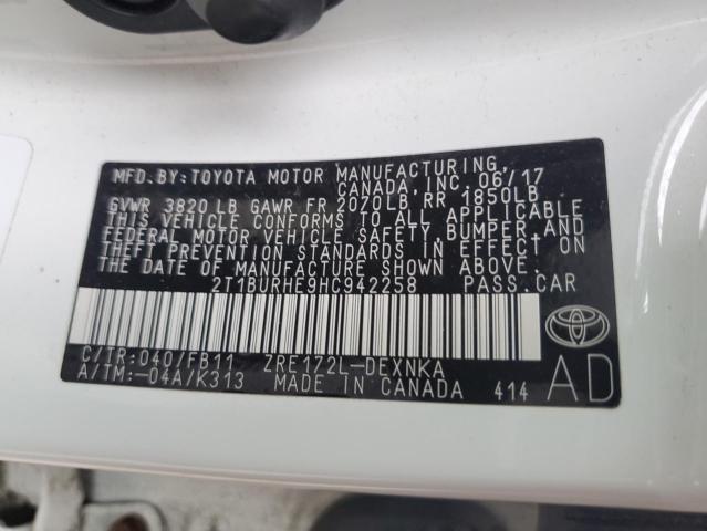 2T1BURHE9HC942258 Toyota COROLLA L