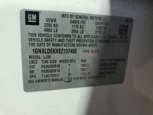 1GNALDEKXEZ137406 | 2014 CHEVROLET EQUINOX LT