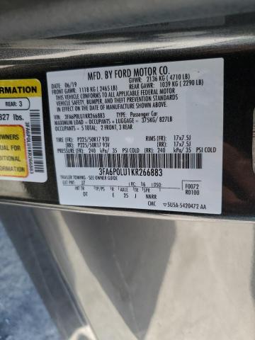 3FA6P0LU1KR266883 2019 FORD FUSION, photo no. 13