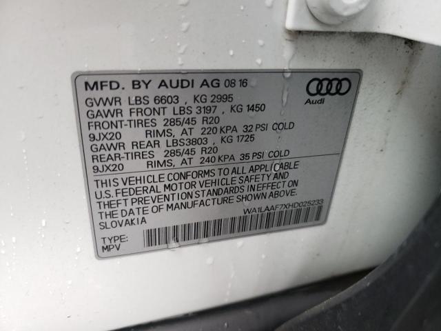 VIN WA1LAAF7XHD025233 2017 Audi Q7, Premium Plus no.12