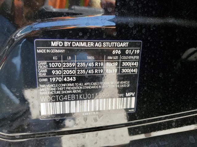 WDCTG4EB1KU011590 Mercedes-Benz GLA 250