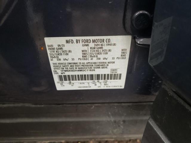 1FMSK8DH4MGC11826 Ford EXPLORER XLT