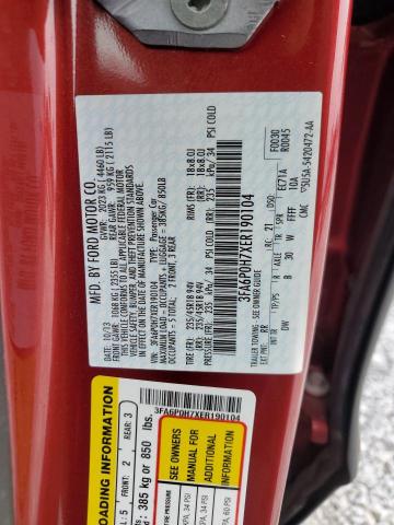 3FA6P0H7XER190104 Ford FUSION SE