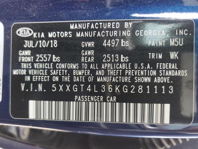 5XXGT4L36KG281113 KIA Optima Lx