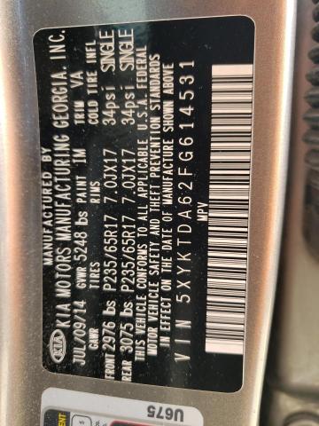 5XYKTDA62FG614531 KIA SORENTO LX