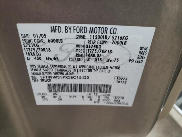 2005 Ford F350 Srw Super Duty VIN: 1FTWW31PX5EC15420 Lot: 64227413