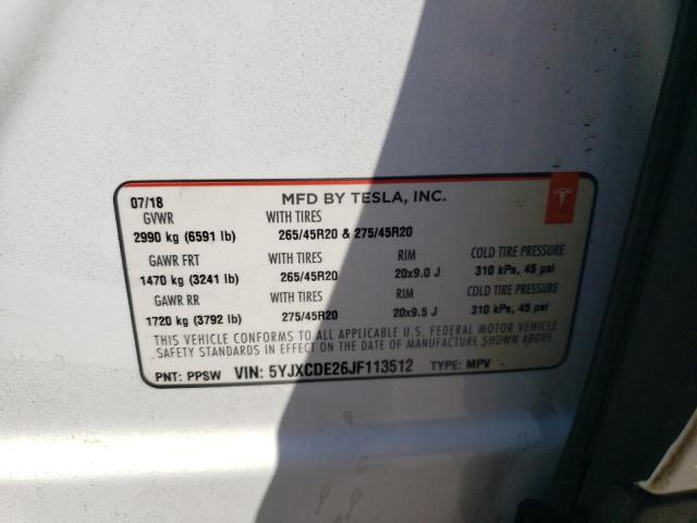 5YJXCDE26JF113512 Tesla MODEL X