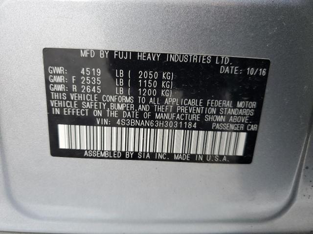 4S3BNAN63H3031184 Subaru Legacy 2.5i Limited
