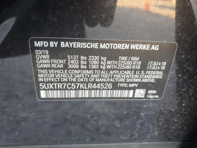 5UXTR7C57KLR44526 2019 BMW X3, photo no. 12