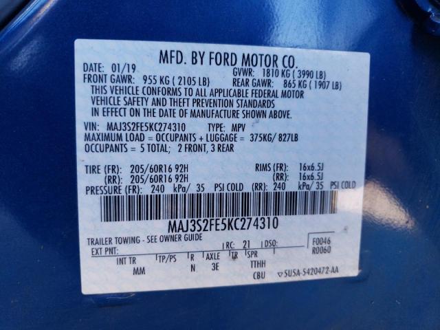 MAJ3S2FE5KC274310 Ford ECOSPORT S