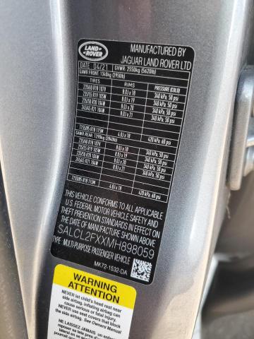 SALCL2FXXMH898059 Land Rover Discovery Sport Se R-dynamic