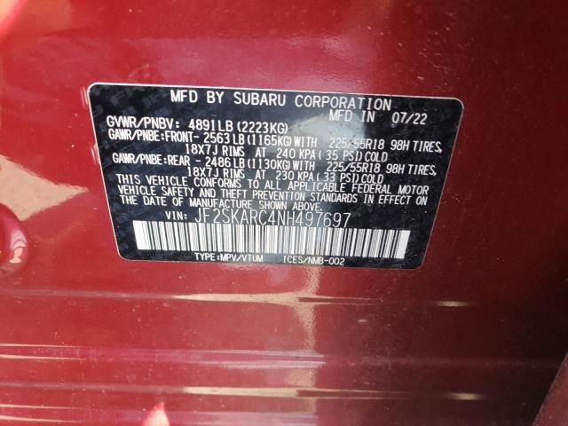 JF2SKARC4NH497697 Subaru Forester Touring