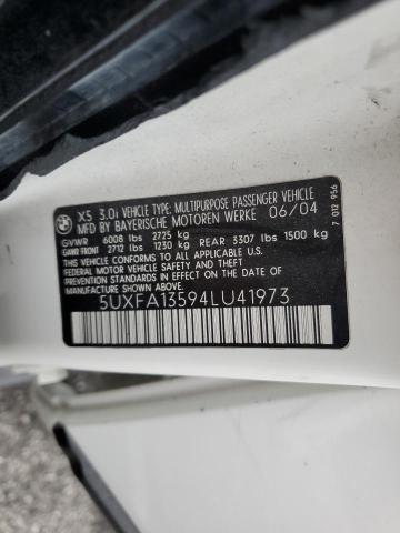 VIN: 5UXFA13594LU41973 Auction: COPART Lot: 66097553 Location: CA - VAN NUYS 5UXFA13594LU41973 BMW X5 2004 WHITE Photo 13