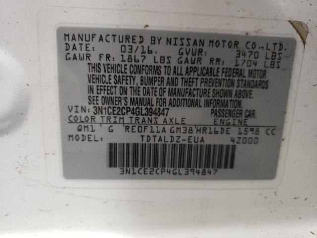 3N1CE2CP4GL394847 | 2016 NISSAN VERSA NOTE