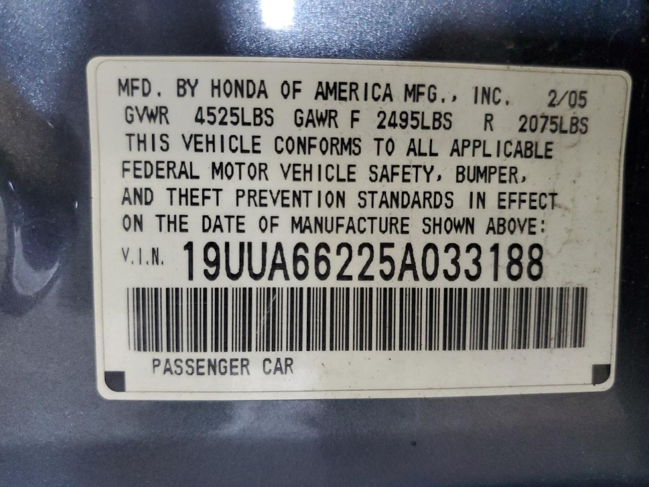 19UUA66225A033188 2005 Acura Tl