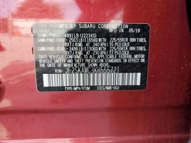 JF2SKAWC3KH555721 Subaru Forester Touring