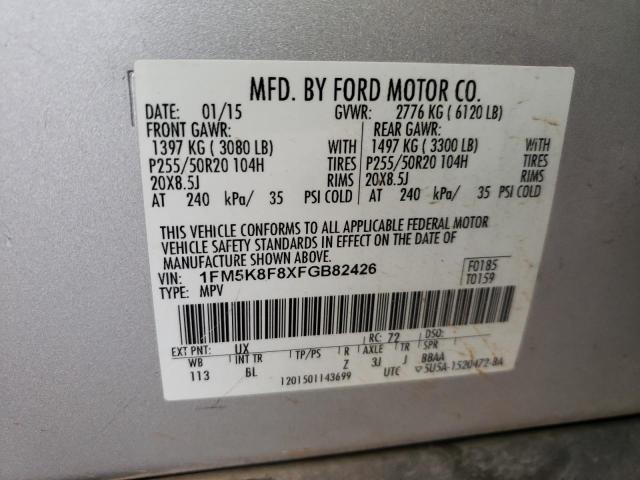 1FM5K8F8XFGB82426 Ford Explorer Limited