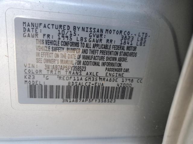 3N1AB7AP5FY358523 | 2015 NISSAN SENTRA S