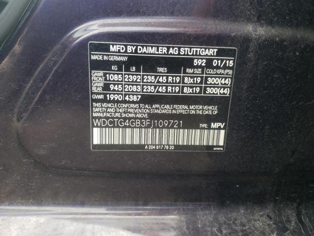 WDCTG4GB3FJ109721 Mercedes-Benz Gla 250 4matic