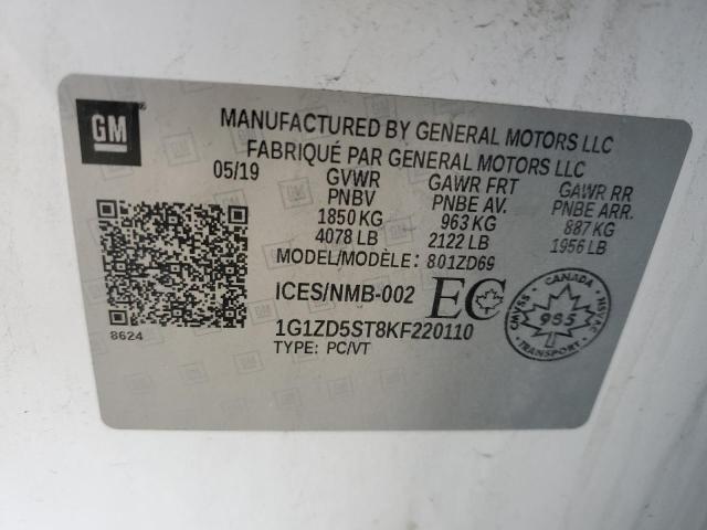 1G1ZD5ST8KF220110 | 2019 CHEVROLET MALIBU LT