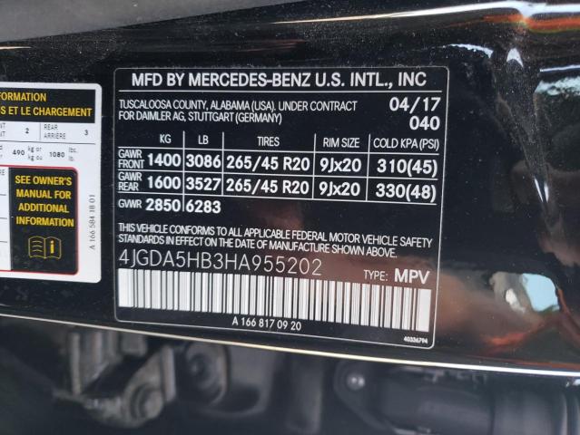 4JGDA5HB3HA955202 2017 MERCEDES-BENZ GLE-CLASS, photo no. 12