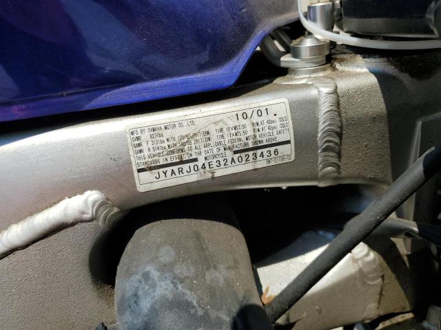 2002 YAMAHA YZFR6 L JYARJ04E32A023436