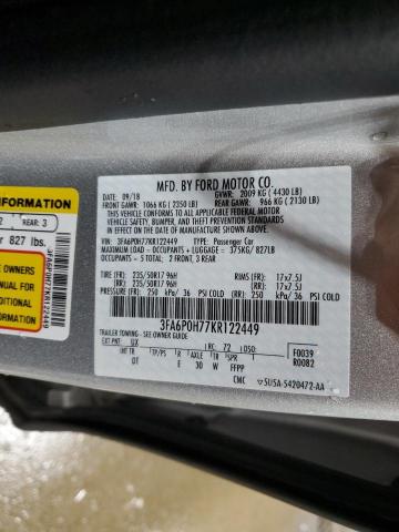 VIN 3FA6P0H77KR122449 2019 Ford Fusion, SE no.13