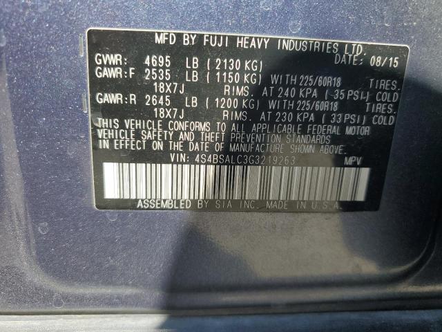 VIN 4S4BSALC3G3219263 2016 Subaru Outback, 2.5I Lim... no.12