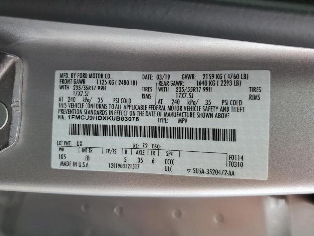 2019 FORD ESCAPE SEL - 1FMCU9HDXKUB63078