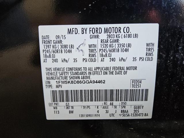 VIN 1FM5K8D86GGA94462 2016 Ford Explorer, Xlt no.13