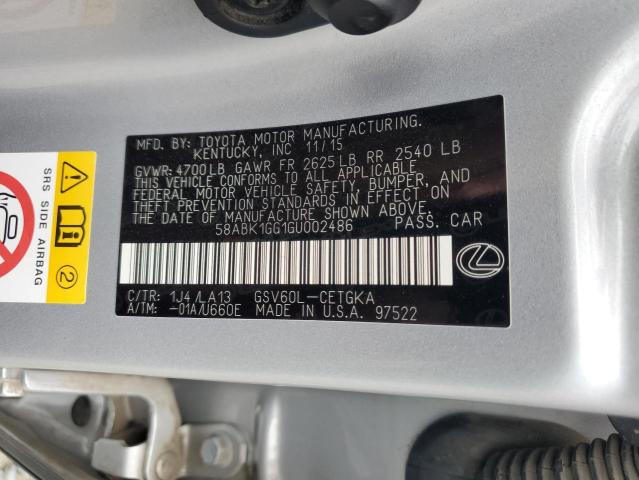 2016 LEXUS ES 350 - 58ABK1GG1GU002486