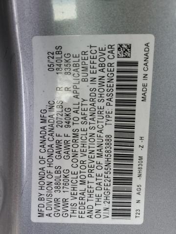 2022 HONDA CIVIC SPOR - 2HGFE2F55NH583888