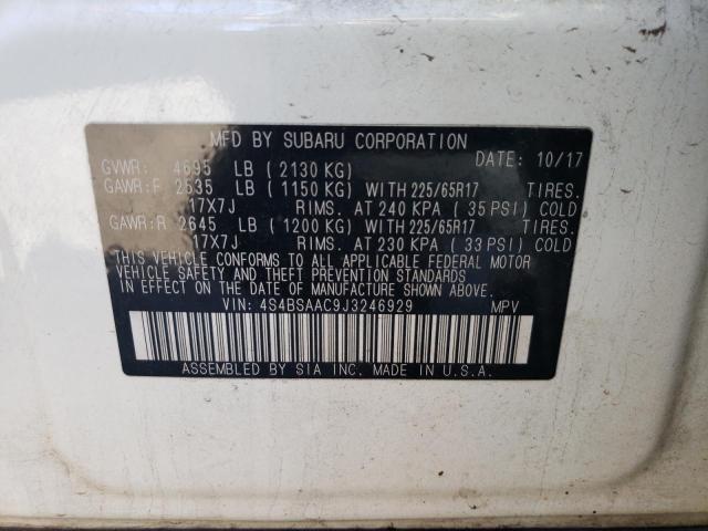 VIN 4S4BSAAC9J3246929 2018 Subaru Outback, 2.5I no.13