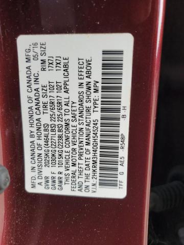 2016 HONDA CR-V SE 2HKRM3H40GH545245  72006564