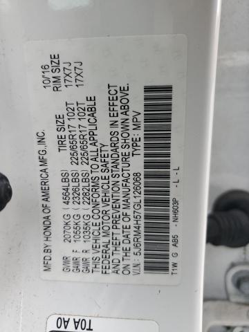 2016 HONDA CRV EX 5J6RM4H57GL126068
