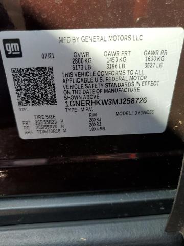 2021 CHEVROLET TRAVERSE L - 1GNERHKW3MJ258726