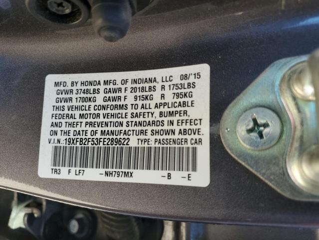 2015 HONDA CIVIC 19XFB2F53FE289622