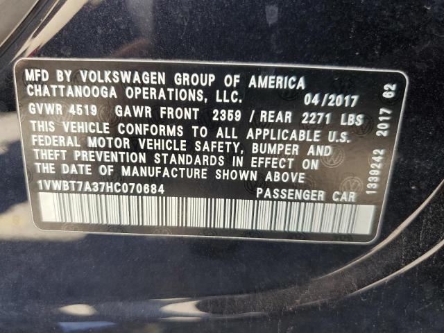 2017 VOLKSWAGEN PASSAT SE - 1VWBT7A37HC070684