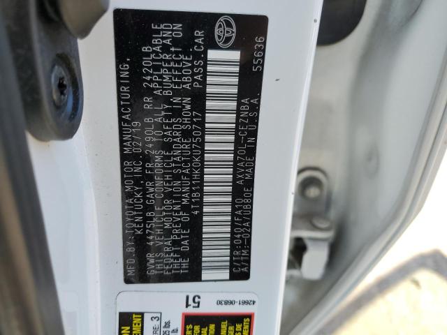 2019 TOYOTA CAMRY L - 4T1B11HK0KU750717