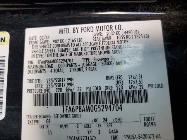 2016 FORD MUSTANG - 1FA6P8AM0G5294704