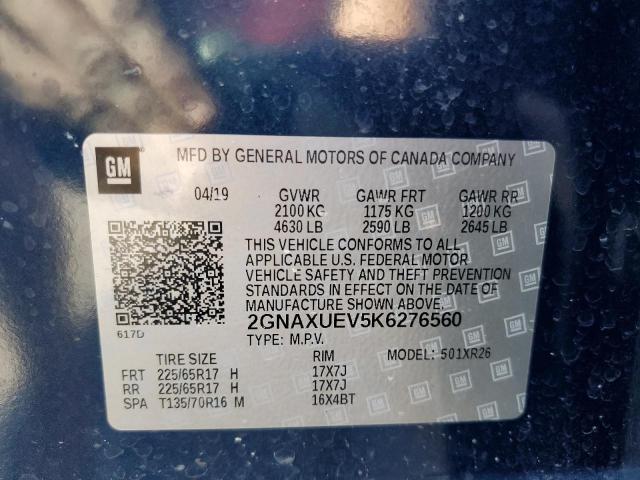 VIN 2GNAXUEV5K6276560 2019 Chevrolet Equinox, LT no.14