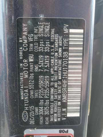 2017 HYUNDAI SANTA FE U KM8SR4HF1HU170138