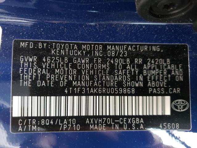 2024 TOYOTA CAMRY XLE - 4T1F31AK6RU059868