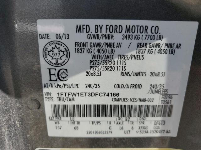 VIN 1FTFW1ET3DFC74166 2013 Ford F-150, Supercrew no.13