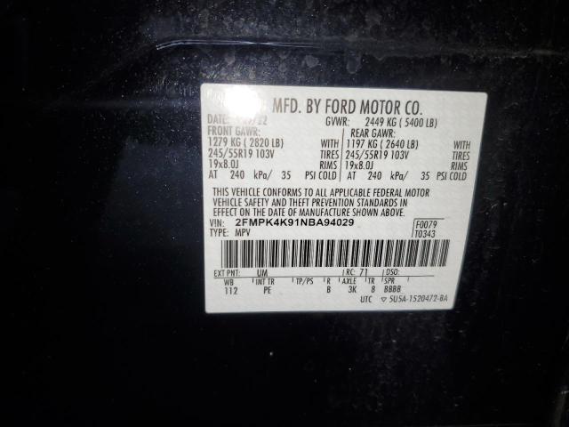 2022 FORD EDGE TITAN - 2FMPK4K91NBA94029