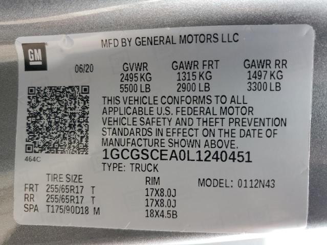 2020 CHEVROLET COLORADO L - 1GCGSCEA0L1240451