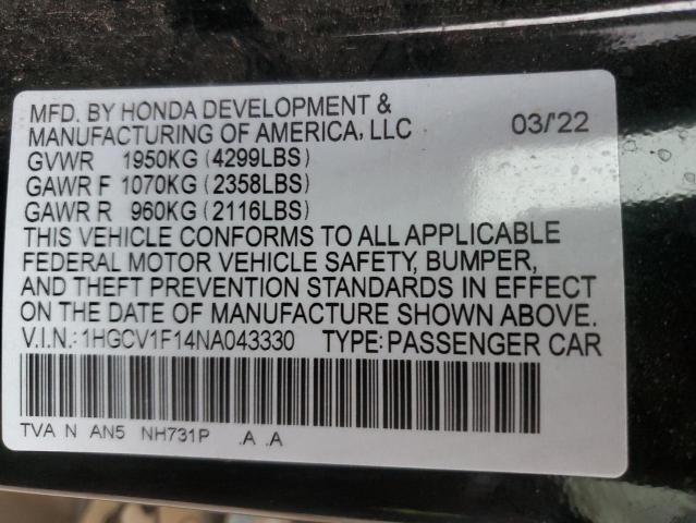 2022 HONDA ACCORD LX - 1HGCV1F14NA043330