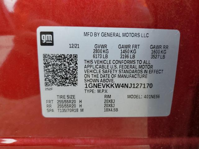 2022 CHEVROLET TRAVERSE P - 1GNEVKKW4NJ127170