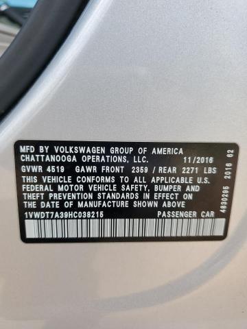 2017 VOLKSWAGEN PASSAT R-L - 1VWDT7A39HC038215